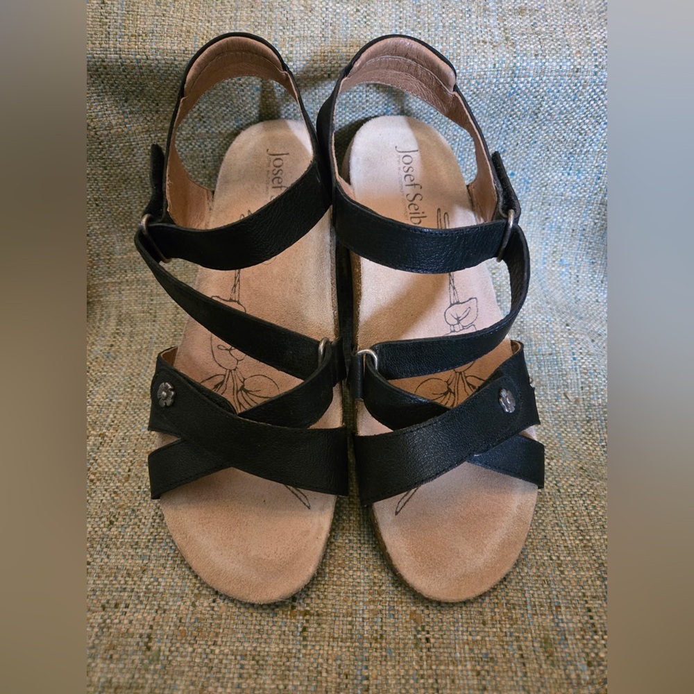 Josef Seibel Tonga 25 Sandal EU Size 39 Black Leather